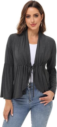 Anna-Kaci Womens Long Sleeve Cardigan Open Front Lightweight Ruffles Cardigan, in Saudi Arabia