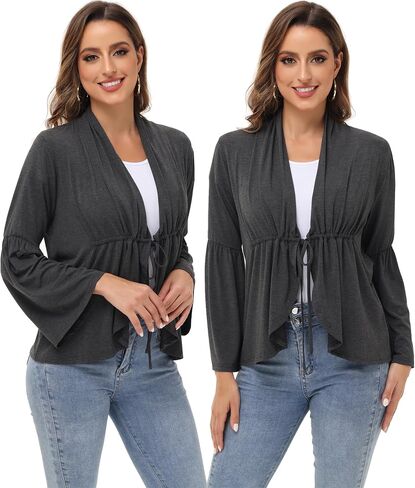 Anna-Kaci Womens Long Sleeve Cardigan Open Front Lightweight Ruffles Cardigan, in Saudi Arabia