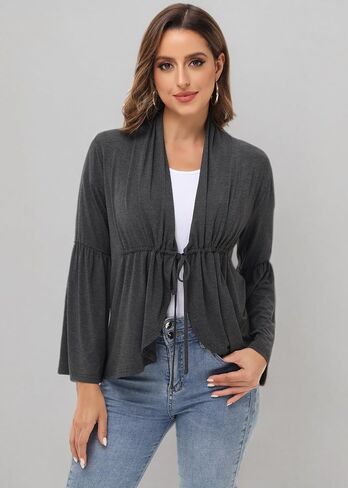 Anna-Kaci Womens Long Sleeve Cardigan Open Front Lightweight Ruffles Cardigan, in Saudi Arabia