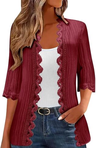 UOFOCO Womens Cardigan 3/4 Length Sleeve Lightweight Open Front Cardigans Fall Fashion Casual Loose Fashion Outifits in Saudi Arabia