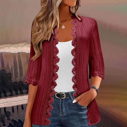 UOFOCO Womens Cardigan 3/4 Length Sleeve Lightweight Open Front Cardigans Fall Fashion Casual Loose Fashion Outifits in Saudi Arabia