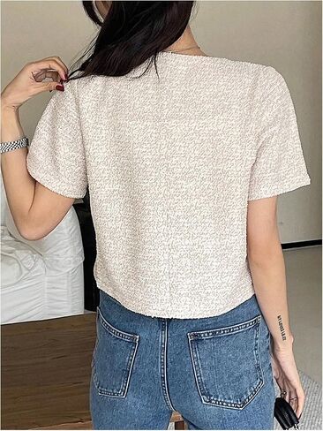 GORGLITTER Women's Tie Front Cardigan Short Sleeve Lightweight Bow V Neck Sweaters in Saudi Arabia