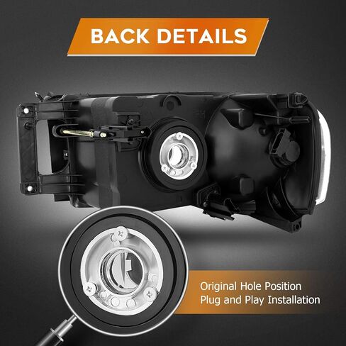 Headlight Assembly for Dodge for Ram 1500 2002-2005 for Dodge for Ram 2500 2003-2005 for Dodge for Ram 3500 2003-2005 Chrome Housing Amber Reflector Clear Lens Driver and Passenger Side Headlamp in Saudi Arabia