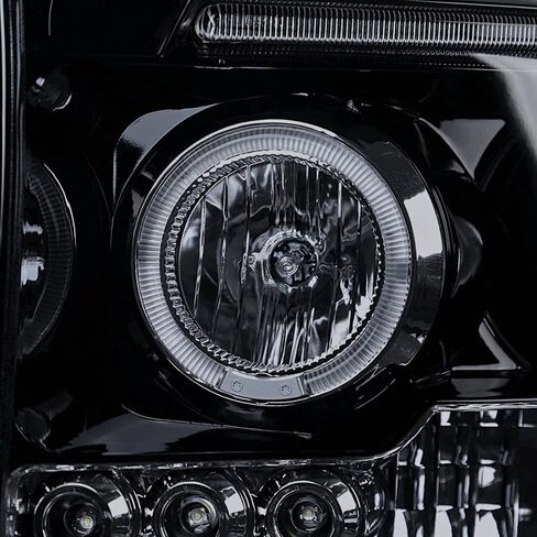 SPEC-D TUNING LED Dual Halo Glossy Black Housing Smoke Lens Projector Headlights Compatible with 2006-2008 Dodge Ram 1500, 2006-2009 Dodge Ram 2500/3500, Left + Right Pair Headlamps Assembly in Kuwait