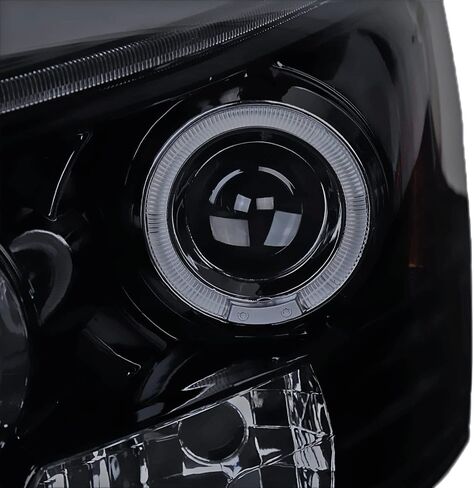 SPEC-D TUNING LED Dual Halo Glossy Black Housing Smoke Lens Projector Headlights Compatible with 2006-2008 Dodge Ram 1500, 2006-2009 Dodge Ram 2500/3500, Left + Right Pair Headlamps Assembly in Kuwait
