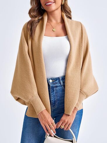Saodimallsu Womens Open Front Cardigan Batwing Long Sleeve Shawl Chunky Knit Loose Fall Poncho Sweater Coats in Saudi Arabia