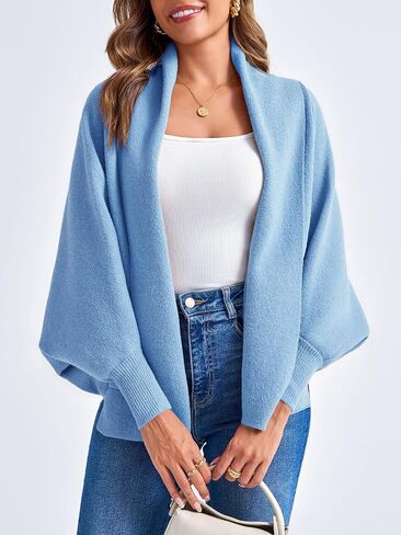 Saodimallsu Womens Open Front Cardigan Batwing Long Sleeve Shawl Chunky Knit Loose Fall Poncho Sweater Coats in Saudi Arabia
