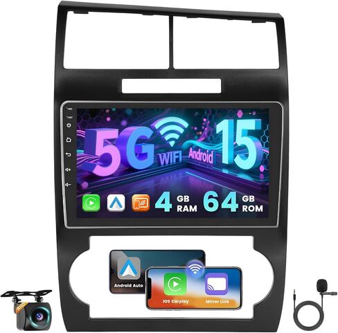 [2+64G] Hikity Android 13 Car Stereo for Dodge Charger/Magnum 2005-2007 Radio with Wireless Carplay Android Auto Mirror Link, 9 Inch Touchscreen GPS WiFi Bluetooth FM RDS MIC Backup Camera in Kuwait