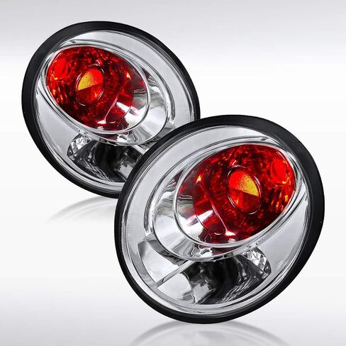 Autozensation Compatible with 1998-2005 VW Beetle, Left + Right Pair Assembly, Euro Chrome Housing Clear Lens Tail Lights in Saudi Arabia