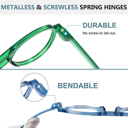 GUD Pilot Reading Glasses with Screwless Spring Hinges Metalless Women 6 Pack Oversized Stylish Readers Double Bridge in Saudi Arabia