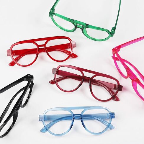 GUD Pilot Reading Glasses with Screwless Spring Hinges Metalless Women 6 Pack Oversized Stylish Readers Double Bridge in Saudi Arabia