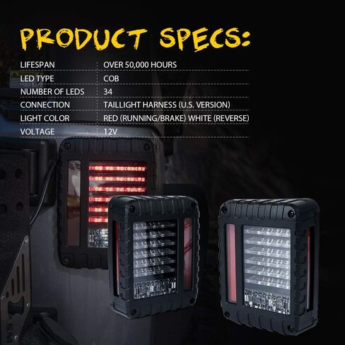 أضواء ذيل LED Xprite مع إشارة تحول الفرامل الخلفية ووظيفة الإضاءة العكسية ، الأضواء الخلفية العدسة المدخنة متوافقة مع 2007-2018 Jeep Wrangler JK JKU in Saudi Arabia