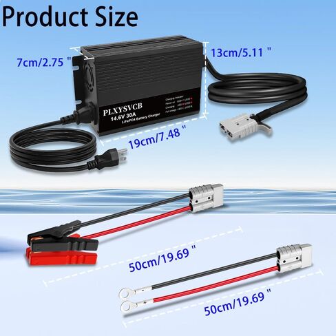 14.6V 30A LiFePO4 Battery Charger, 14.6V Lithium Battery Charger, Bulit-in Cooling Fan, Support Fast Charging, Suitable for 12 Volt Automotive Trailer RV SUV Motorbike Boats and More in Kuwait