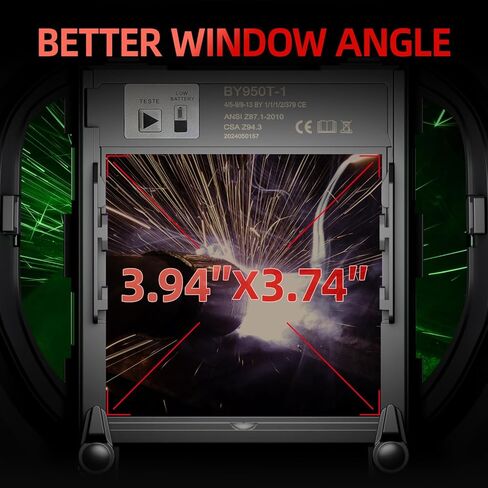 خوذة لحام ANDELI - رؤية بانورامية 180 درجة 3.94 بوصة × 3.74 بوصة، خوذة لحام ذات إضاءة LED ذات لون حقيقي مع ضوء، 4 مستشعر قوس، ظل عريض 4/5-8/9-13 قناع لحام من النوع C شحن in Kuwait