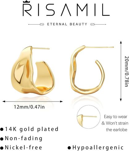 Chunky Gold Hoops Earrings for Women Trendy 14K Gold Plated Earrings Cute Huggie Hoops Hypoallergenic Earrings Jewelry Set Birthday Mom Gifts for Women… in Kuwait