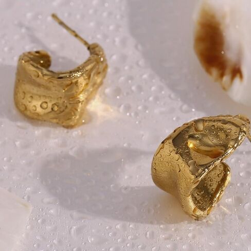 Chunky Gold Hoops Earrings for Women Trendy 14K Gold Plated Earrings Cute Huggie Hoops Hypoallergenic Earrings Jewelry Set Birthday Mom Gifts for Women… in Kuwait