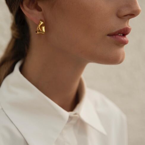 Chunky Gold Hoops Earrings for Women Trendy 14K Gold Plated Earrings Cute Huggie Hoops Hypoallergenic Earrings Jewelry Set Birthday Mom Gifts for Women… in Kuwait