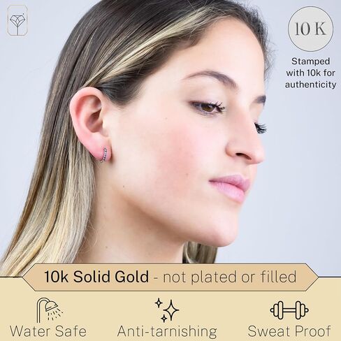 MAX + STONE 10k Gold Hoop & Huggie Earrings for Women 12MM Small Natural Gemstone Hoops in Saudi Arabia