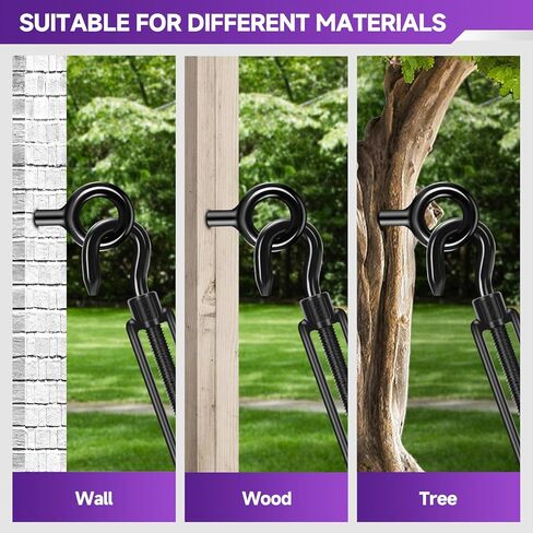 4Pcs M8 304 Stainless Steel Hook & Turnbuckle Hook, 600lbs Capacity Heavy Duty Black Turnbuckles for Wire Rope Tension, Sun Shade Tent Hardware, Shade Sail Installation. in Saudi Arabia