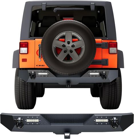 Front Bumper Compatible with 2007-2018 Wrangler JK & Unlimited JKU (2/4 Doors), Rock Crawler Off Road Full Width Bumper with Winch Plate Mounting & 2 x D-Rings in Kuwait