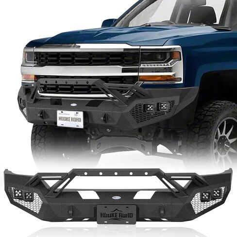 Hooke Road Earthshaker Front Bumper for 2016 2017 2018 Chevy Chevrolet Silverado 1500 Pickup Truck, Rock Crawler Replacement Bumper with Winch Plate Bull Bar D-ring Mounts in Saudi Arabia