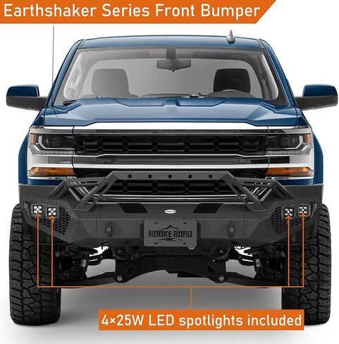 Hooke Road Earthshaker Front Bumper for 2016 2017 2018 Chevy Chevrolet Silverado 1500 Pickup Truck, Rock Crawler Replacement Bumper with Winch Plate Bull Bar D-ring Mounts in Saudi Arabia