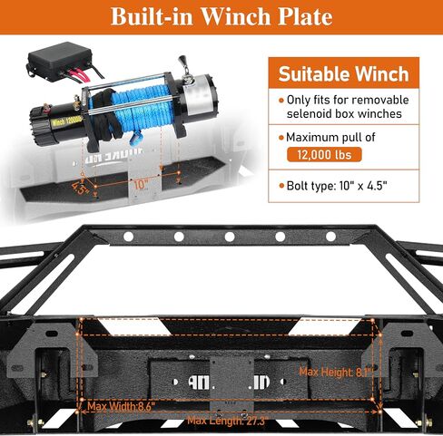 Hooke Road Earthshaker Front Bumper for 2016 2017 2018 Chevy Chevrolet Silverado 1500 Pickup Truck, Rock Crawler Replacement Bumper with Winch Plate Bull Bar D-ring Mounts in Saudi Arabia