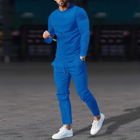 crazynekos Men's Long Sleeve Shirt Tracksuit Casual Sports 2 Piece Outfit Athletic Jogging Suits Sweatsuit in Kuwait