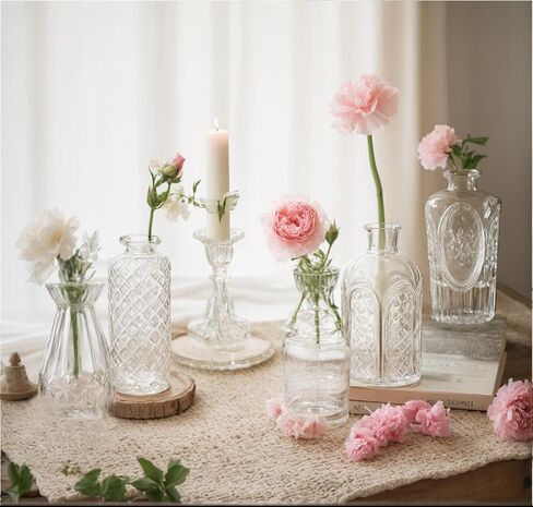 Glass Bud Vases Set of of 12/15/33, Small Bud Vase in Bulk, MIni Flower Vase for Centerpiece, Vintage Decorative Clear Vase Set for Flowers, Wedding Reception, Christmas, Home Décor (Multicolor-12pcs) in Kuwait