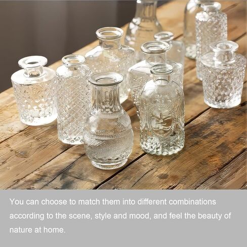 Glass Bud Vases Set of of 12/15/33, Small Bud Vase in Bulk, MIni Flower Vase for Centerpiece, Vintage Decorative Clear Vase Set for Flowers, Wedding Reception, Christmas, Home Décor (Multicolor-12pcs) in Kuwait