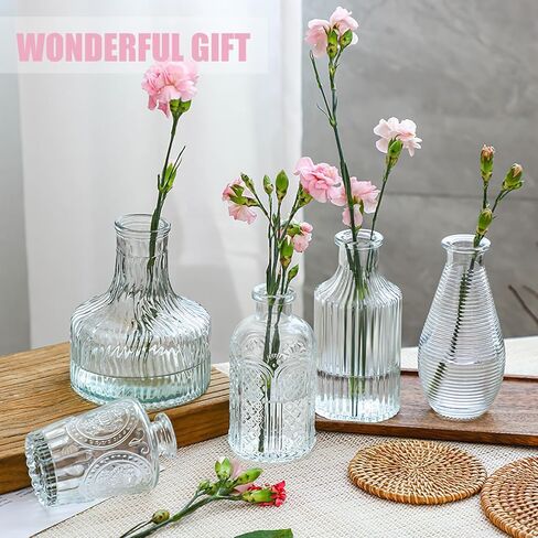 Glass Bud Vases Set of of 12/15/33, Small Bud Vase in Bulk, MIni Flower Vase for Centerpiece, Vintage Decorative Clear Vase Set for Flowers, Wedding Reception, Christmas, Home Décor (Multicolor-12pcs) in Kuwait