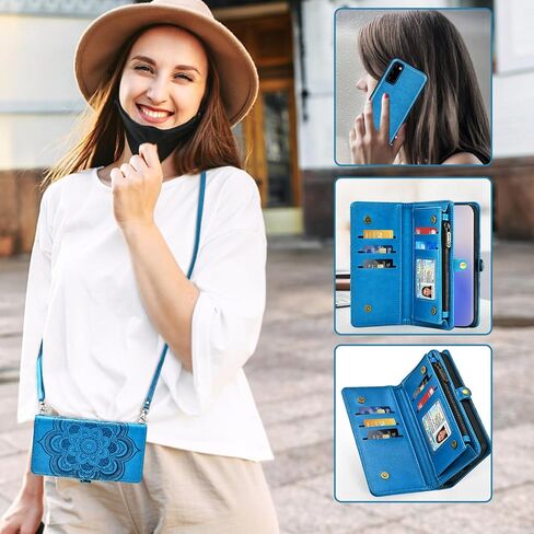Asuwish Phone Case for Samsung Galaxy Note 20 5G Zipper Wallet Detachable Cell Cover with Tempered Glass Screen Protector Strap Flower Card Holder Note20 Notes 20s Twenty Not S20 Women Girls Rose Gold in Saudi Arabia