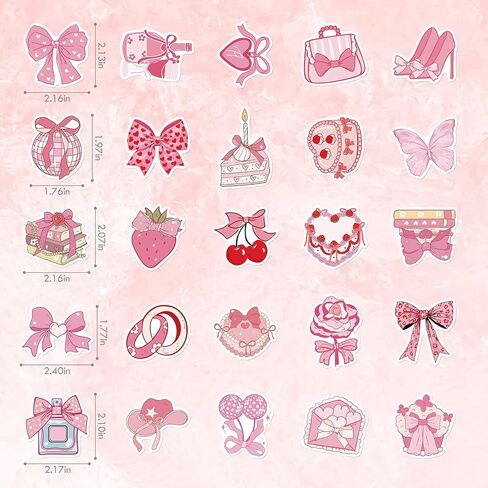 Pink coquettte أقواس الملصقات شارات - 100 PCs لطيف y2k القوس الكرز cowgirl التمهيد الفراولة مقاومة للماء هدايا ملصق ملصق لفتيات في سن المراهقة diy زجاجة الماء الحالات المجلة ديكور ديكور in Kuwait