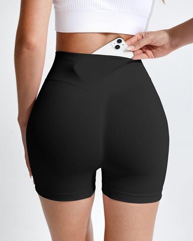RIOJOY Gym Shorts Women, 4D High-Waisted Workout Shorts for Women, 4’’ Scrunch Butt Lifting Short, Hidden Pocket Yoga Shorts in Kuwait