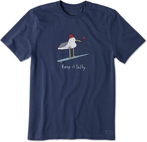 Life is Good Men's Crusher Tee, Short Sleeve Cotton Graphic T-Shirts, Keep It Salty Seagul in Saudi Arabia