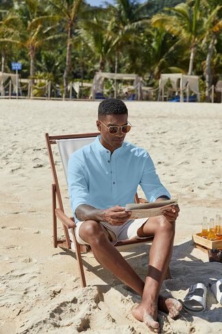 قمصان هينلي غير الرسمية للرجال القمصان الطويلة ذات الأكمام الطويلة. in Saudi Arabia