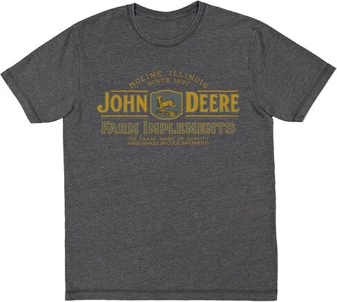 John Deere Mens Ultra Soft Vintage Wash Farm Parerements Logo Tshirt باللون الأسود هيذرد in Saudi Arabia