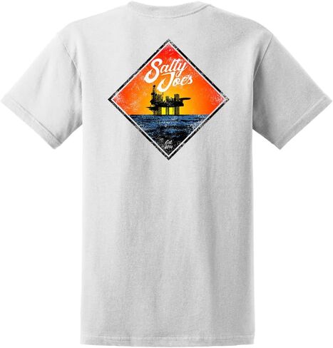 مالح Joes Men's Oil Rig Logo Tees ثقيلة الوزن القطن in Kuwait