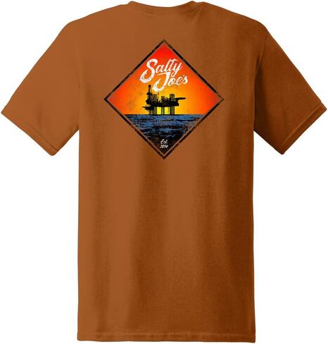 مالح Joes Men's Oil Rig Logo Tees ثقيلة الوزن القطن in Kuwait