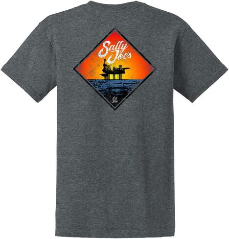 مالح Joes Men's Oil Rig Logo Tees ثقيلة الوزن القطن in Kuwait