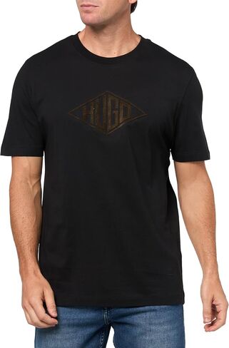 HUGO Men's Textured Retro Logo Cotton T-Shirt in Saudi Arabia