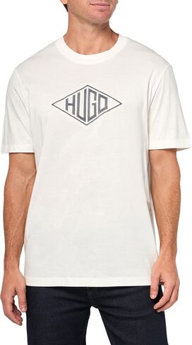 HUGO Men's Textured Retro Logo Cotton T-Shirt in Saudi Arabia