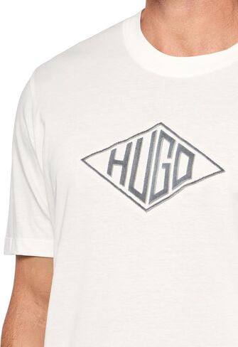 HUGO Men's Textured Retro Logo Cotton T-Shirt in Saudi Arabia