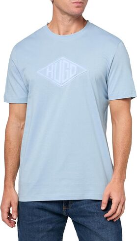 HUGO Men's Textured Retro Logo Cotton T-Shirt in Saudi Arabia