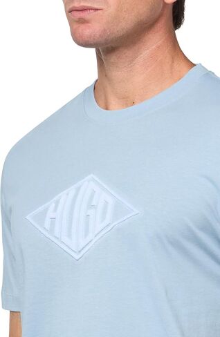 HUGO Men's Textured Retro Logo Cotton T-Shirt in Saudi Arabia