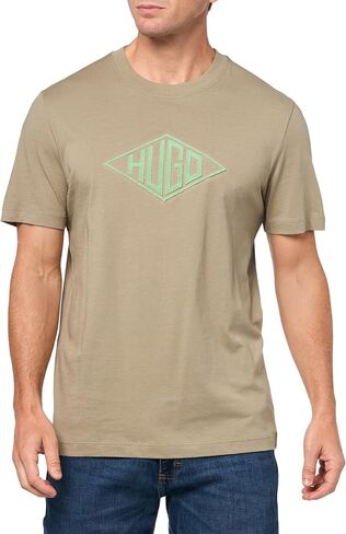 HUGO Men's Textured Retro Logo Cotton T-Shirt in Saudi Arabia