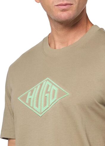 HUGO Men's Textured Retro Logo Cotton T-Shirt in Saudi Arabia