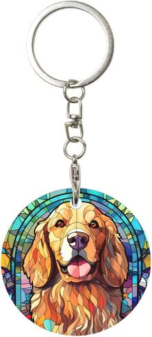Weimaraner Stained Dog Breed Glass Art Round Metal Keychain Key Holder Pendant in Saudi Arabia
