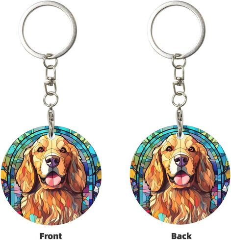 Weimaraner Stained Dog Breed Glass Art Round Metal Keychain Key Holder Pendant in Saudi Arabia