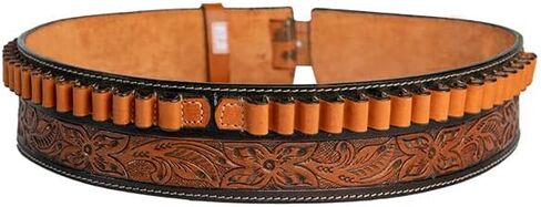 Hulara Full Grain Buff Leather Ammo Belt 22 Cartridge Belt Western Ammo Case Bullet Ammo Loops for Men in Kuwait
